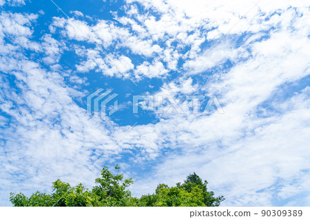 白雲在蔚藍的天空,扇貝雲在美麗的天空 白雲在蔚藍的天空,扇貝雲在美麗的天空 90309389