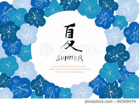 Japanese style summer letters and flower design frame 90309479