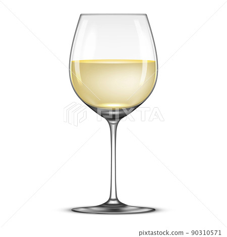 Chardonnay Wine Glass Isolated On White Background Stock Photo