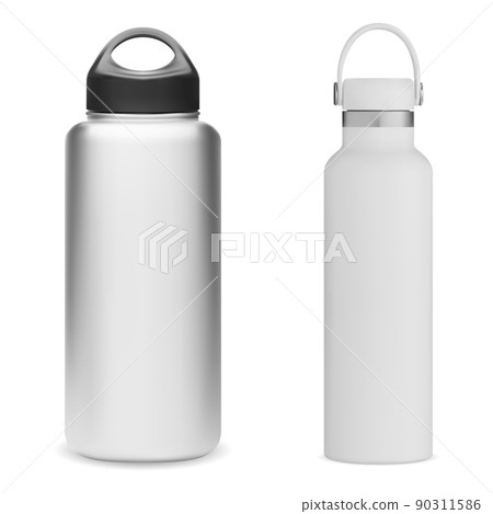 Water bottle. Metal thermo flask mockup. Sport bottle 90311586
