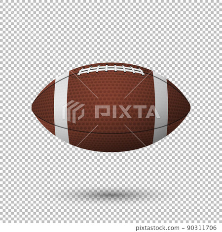 Vector realistic flying football closeup isolated on transparent background. Design template 90311706