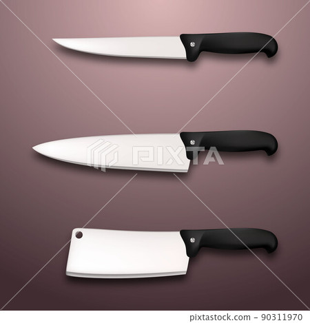 Cutlery icon set - vector realistic kitchen knives isolated. Design template Cutlery icon set - vector realistic kitchen knives isolated. Design template 90311970