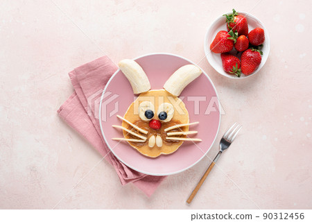 Funny cute bunny pancake art for kids 90312456