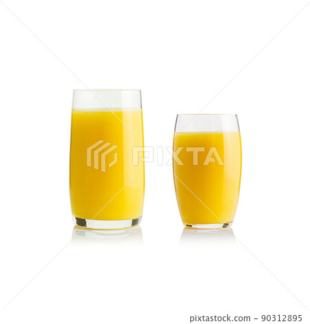 Collection of orange juice in different glasses . Separate clipping paths for each glass. Collection of orange juice in different glasses . Separate clipping paths for each glass. 90312895