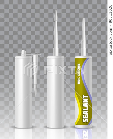 Silicone sealant packaging tube vector mock up set 90313026