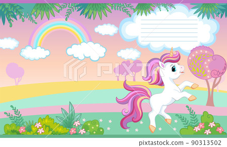 Cover for notebook with cute unicorn vector 90313502