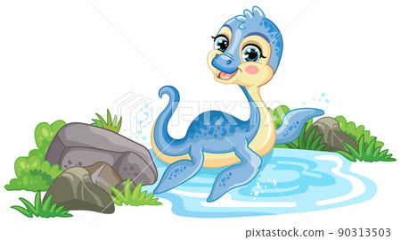 Illustration with cute tyrannosaurus dinosaur in nature vector Illustration with cute tyrannosaurus dinosaur in nature vector 90313503