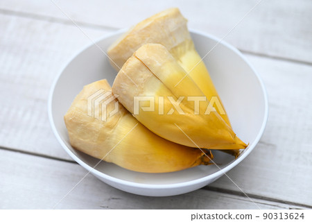 bamboo shoot cooking on bowl , fresh bamboo shoots food in thailand on table background bamboo shoot cooking on bowl , fresh bamboo shoots food in thailand on table background 90313624