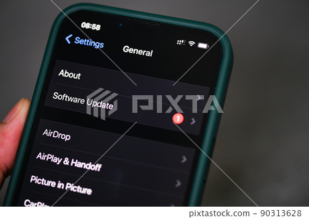 iPhone 13 Pro with notification software update iOS 15.5 on the screen close up, new operating system 2022 on iPhone apple devices for download updates iPhone 13 Pro with notification software update iOS 15.5 on the screen close up, new operating system 2022 on iPhone apple devices for download updates 90313628