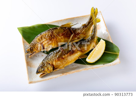 Image of grilled sweetfish with salt 90313773