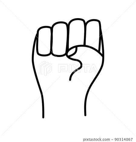 Clenched fist raised up. Vector illustration gesture strong, strength isolate on white 90314867