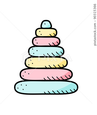 Baby pyramid cartoon doodle style. Vector illustration of a child developing toy 90315366