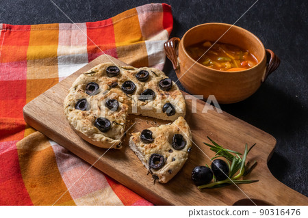 Homemade Italian flat bread (Focaccia) Homemade Italian flat bread (Focaccia) 90316476