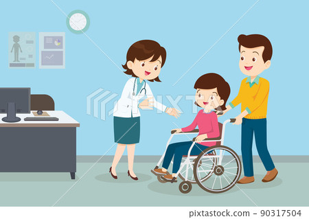 man and woman on wheel chair see Doctor 90317504