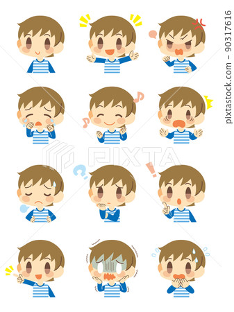 Various facial expression pattern sets for boys 90317616