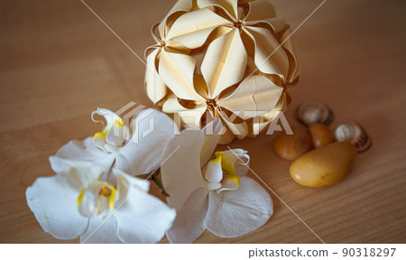 large white orchid flowers on a brown background large white orchid flowers on a brown background 90318297