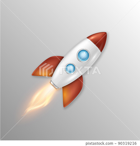 Vector background with retro space rocket ship launch, Template for project start up and development process, creative idea etc. 90319216
