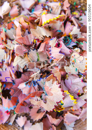 Wooden pencil shavings from sharpener Wooden pencil shavings from sharpener 90319604