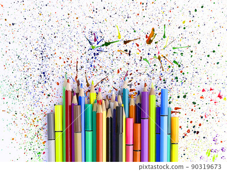 Back to School background. Colored pencils. 90319673