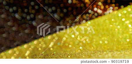 The banner is yellow and black with a shiny bokeh background. Of two colors, a defocused background, an abstract blurred light element. High quality photo 90319719