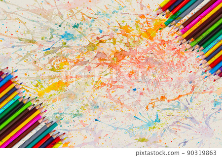 Back to School background. Colored pencils. 90319863
