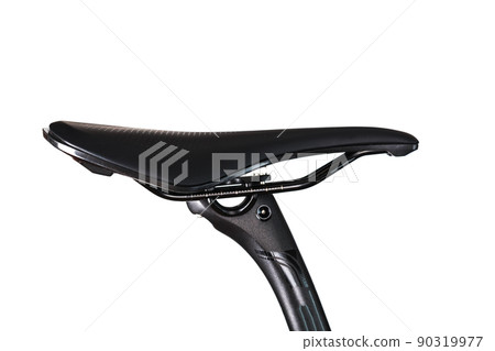 Bicycle saddle with seatpost on a light background accessories for bike repair and tuning Bicycle saddle with seatpost on a light background accessories for bike repair and tuning 90319977