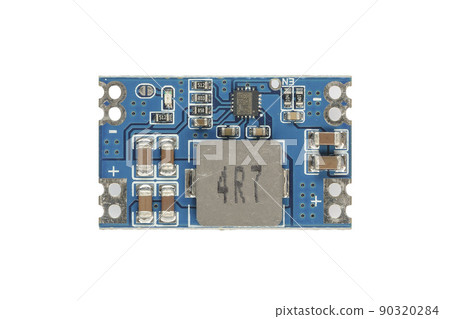 DC step-down transformer module isolated on white background DC step-down transformer module isolated on white background 90320284