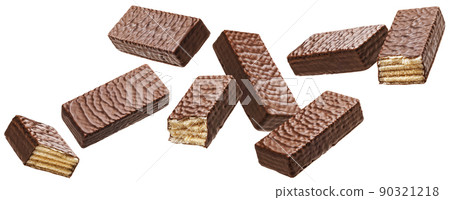 Waffle chocolate bars isolated on white background  90321218