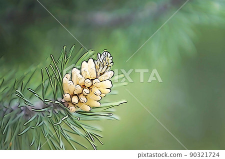 柔和的風格“松樹松花”插圖圖像 柔和的風格“松樹松花”插圖圖像 90321724