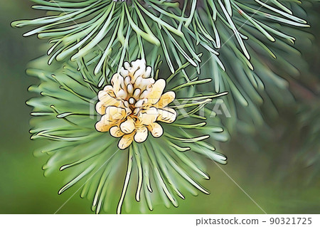 Pastel style "pine tree pine flower" illustration image 90321725
