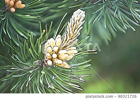 柔和的風格“松樹松花”插圖圖像 柔和的風格“松樹松花”插圖圖像 90321726