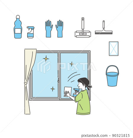 Girl cleaning windows Girl cleaning windows 90321815