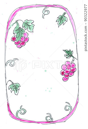 Oval frame with grapes, border, element. Watercolor, art decoration, sketch. Illustration hand drawn modern 90322977