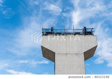 Bridge pier construction of blue sky and highway 90323146