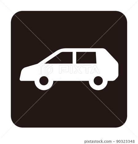 簡單的單色白色輪廓方形車前圖標 90323348