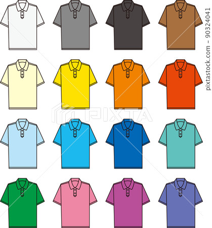 16-color set of polo shirts seen from the front 16-color set of polo shirts seen from the front 90324041