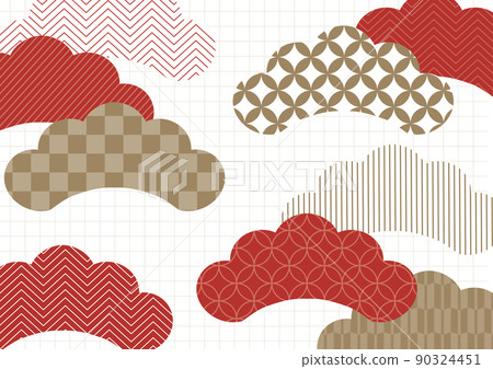 Modern and simple Japanese pattern of pine red and gold 90324451