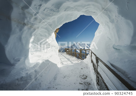 Landscape of Aiguille du Midi, Chamonix Mont Blanc valley, France 90324745