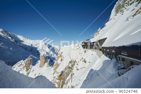 Landscape of Aiguille du Midi, Chamonix Mont Blanc valley, France 90324746