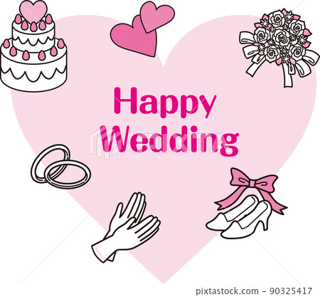 Wedding image_2 Color _ Magenta _ Heart and accessories _ With letters 90325417