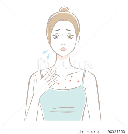 A woman suffering from décolletage acne - Stock Illustration [90325560 ...
