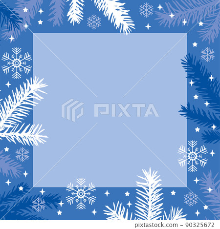 Christmas greeting frame with fir branches and snowflakes Christmas greeting frame with fir branches and snowflakes 90325672