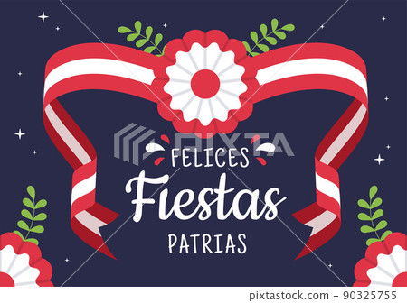 Felices Fiestas Patrias or Peruvian Independence Day Cartoon Illustration with Flag for National Holiday Peru Celebration on 28 july in Flat Style Background 90325755