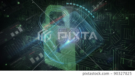 Image of security padlock and data processing over navy background Image of security padlock and data processing over navy background 90327825