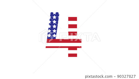 Image of 4 text with colours of american flag over white background Image of 4 text with colours of american flag over white background 90327827