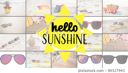 Image of hello sunshine over holidays images changing into diverse sunglasses 90327941