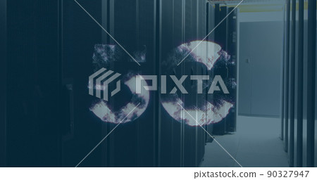 Image of 5g text over server room 90327947