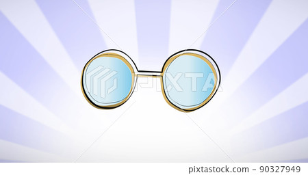 Image of glasses over violet striped background 90327949