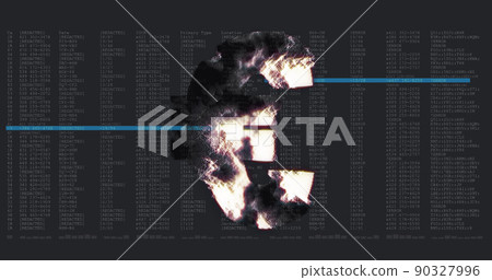 Image of euro symbol over data processing Image of euro symbol over data processing 90327996