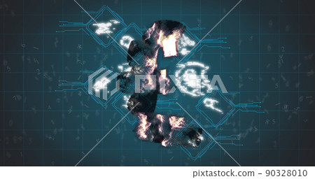 Image of data processing over pound symbol 90328010